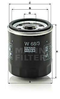 FILTRO MANN CON FILTRO DE ACEITE 68/3 para Citroën, Daihatsu, Geely, Gleagle, Holden, Lexus, M Foto 1 de 1