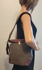 Marino Orlandi Convertible Sling Bag Bucket Schultertasche Braun Leder & Canvas - Bild 1 von 8