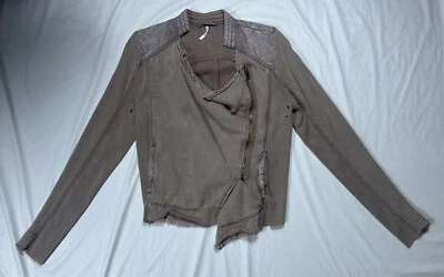 FREE PEOPLE Chaqueta Mujer Mediana Moto Cremallera Completa Sudadera Marrón Envejecido Foto 1 de 4