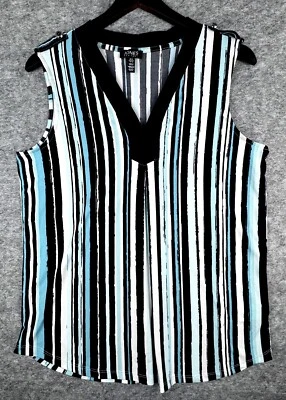 Blusa Jones New York Rayas Verticales Multicolor Sin Mangas Cuello en V Talla M Foto 1 de 4