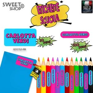 ETICHETTE ADESIVE PVC PER LA SCUOLA PERSONALIZZATE 30 + 100 NOME COGNOME FUCSIA - Picture 1 of 1