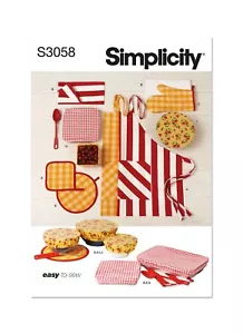 SIMPLICITY 3058 APRON & KITCHEN ACCESSORIES Sewing Pattern Sizes XS-XL VERY EASY - Picture 1 of 5