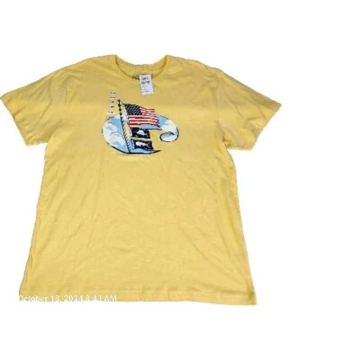Costa T-Shirt Men's XL Fish Yellow Graohics Stretch Fishing Sea New Tags Flag  - Image 1 of 4