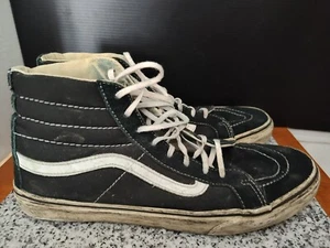 VANS Sk8 Sz 8.5 Men. Women's 10 - Black White Canvas/Suede Lace Up Unisex Shoes - Picture 1 of 5