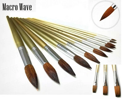 Macro Wave Watercolor Pens Artists Brushes Round Flat Tip Wool Quality Painting - Image 1 of 4