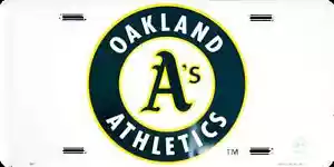 OAKLAND A'S ATHLETICS CAR TRUCK TAG LICENSE PLATE EMBOSSED METAL SIGN MAN CAVE - Picture 1 of 5