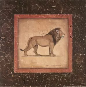 Elefante León Debra Swartzendruber Vida Silvestre Africana I y II Juego de 2 12x12 - Imagen 1 de 2