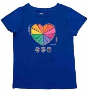 EPIC THREADS Girls Rainbow Heart Graphic T-shirt Sodalite Blue Size 3T NWT - Picture 1 of 7