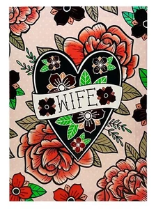 Valentines Day Card For Wife Heart & Roses Tattoo Special Thoughts NEW - Picture 1 of 13