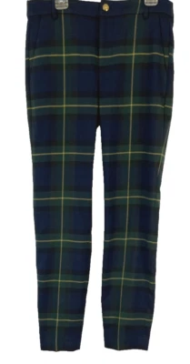 Pantalones de vestir LRL Lauren Ralph Lauren tartán a cuadros talla 0 azul verde para mujer CB42W Foto 1 de 4