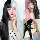 Zweifarbige Perücke Lang Gerade Haar Japanisch Harajuku Lolita Punk Gothic