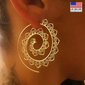 Fashion Women Retro Jewelry Earrings Geometric Spiral Gear Heart Stud Hook 0643 - Picture 1 of 8