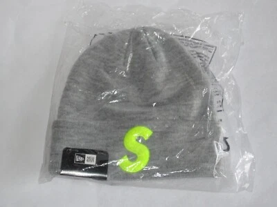 SUPREME x New Era S Logo Beanie Heather Grey / Neon Winter Hat Cap NEW! F/W 2019 - Image 1 of 2