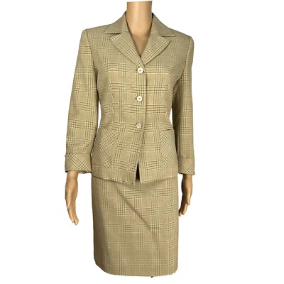 Le Suit 聚酯人造丝裙套装尺寸 6P 多色条纹口袋内衬 2 件 — 第 1/4 张图片