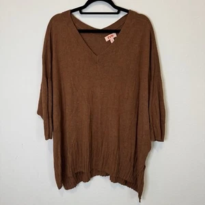 EVRI Women's Top Brown V Neck Dolman Oversized Tunic Sweater Blouse Size 2X - Picture 1 of 6