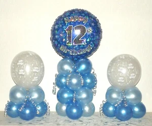 12th BIRTHDAY FOIL BALLOON DISPLAY - TABLE DECORATION - No Helium Needed - Picture 1 of 1