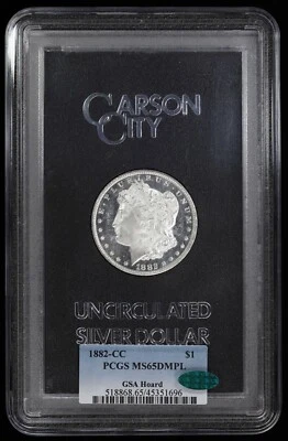 1882-CC Morgan Silver Dollar $1 PCGS MS 65DMPL CAC GSA Hoard (BU UNC) - Image 1 of 4