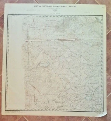 ANTIQUE Map/City of Baltimore Topog. Survey/1897- New Cathedral Cemetery Area - Imagem 1 de 4