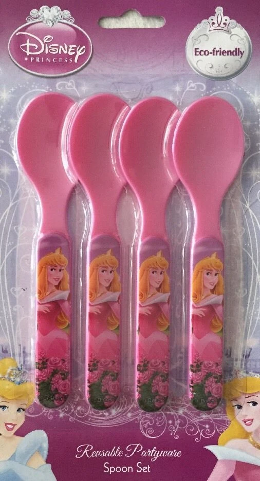 DISNEY PRINCESS CUTLERY 4 SPOONS REUSUABLE PARTYWARE  - Image 1 of 1