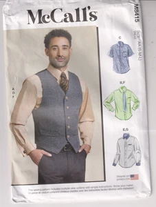 8415 McCALLS - VEST SHIRT TIE & BOW TIE - MENS Sz S/M/L, 34-44" Chest - Picture 1 of 2