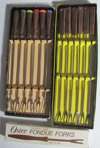 Lot of 3 Vintage Mid Century Modern Stainless Steel 6 Piece Fondue Fork Sets - Picture 1 of 5