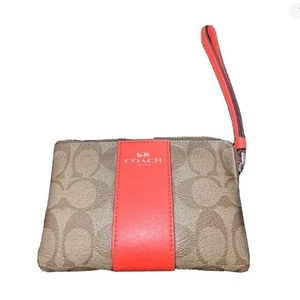 Coach Wristlet Tan & Coral Excellent Condition - Picture 1 of 3