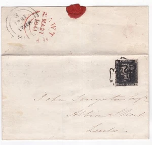 1841 QV FINE 1d PENNY BLACK STAMP ON BAWTRY WRAPPER DOUBLE STRIKE MX MALTESE PL5 - Picture 1 of 4