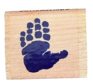 Kleines Kind Baby Säugling Neugeborenes Handabdruck Mark Erinnerung #2 Holz Stempel - Bild 1 von 3