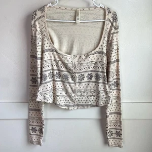 NWOT SKIMS Fair Isle Cream Pointelle Long Sleeve Pajama Top Size 3X - Picture 1 of 7