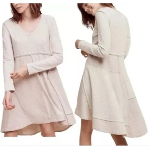 MAEVE Women's Size M Cream Northward Cotton Linen Long Sleeve Swing Dress - Picture 1 of 11