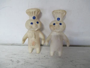 Lote de 2 figuras de goma Pillsbury Doughboy muñeca cabeza giratoria 1971 vintage - Imagen 1 de 2