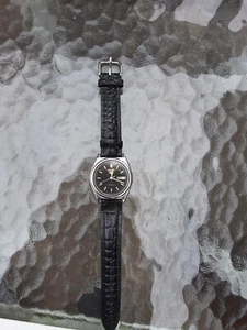 Vintage 70er Jahre Seiko 5 Automatik Uhr 7009, silber, neues schwarzes Band - Bild 1 von 5