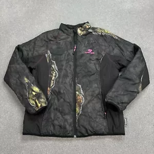 RealTree Jacket Womens Large Black Puffer Mossy Oak Camo Hunting Lined Coat Lady - Picture 1 of 8