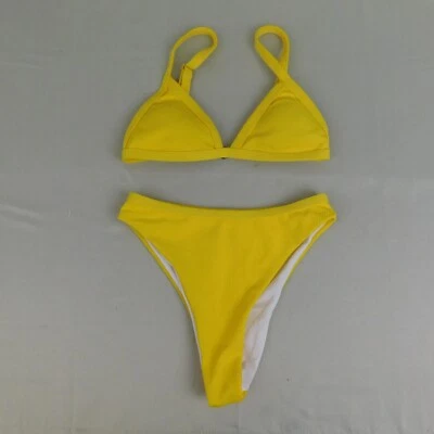 Top de bikini brasileño Zaful Swim 2 piezas triángulo sin alambres amarillo 4, pequeño #2993 Foto 1 de 4