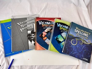 LOT ~ Abeka Book Vocabulary Spelling & Poetry I, II, III, IV Text Teacher Keys ~ - Picture 1 of 9