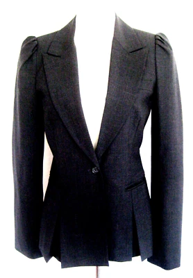 NWOT New Elizabeth and James Gray Wool Single-Button Puff Sleeve Blazer Sz 6 - Image 1 of 4