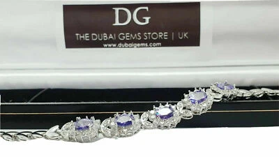 Ametista com acabamento em ouro branco e pulseira de flor de diamante criada ideia de presente - Imagem 1 de 4