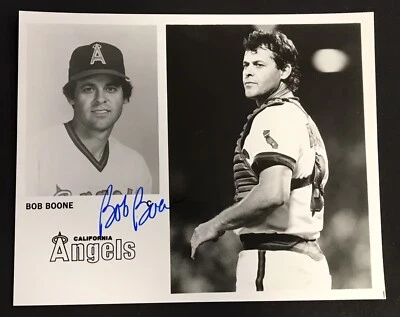 Bob Boone Signed Autograph California Angels Media 8x10 Photo Black & White - Image 1 of 2