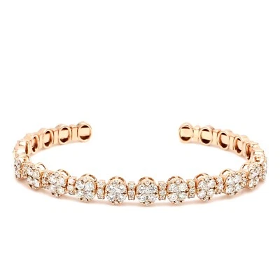 2.80 Ct Pave Lab Grown CVD Diamond Cuff Bangle Bracelet Gift 18k Yellow Gold - Image 1 of 4