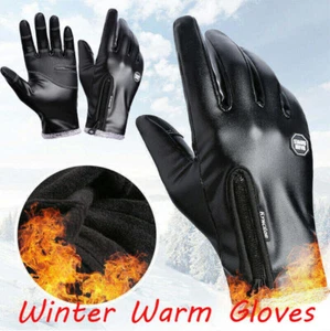 Men's Winter Leather Gloves Waterproof Warm Fleece Work Gloves for Cold Weather - Picture 1 of 13