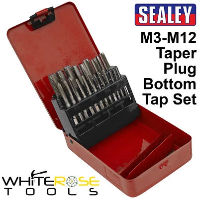 Conjunto de torneiras Sealey 21 peças métricas M3-M12 plugue cônico torneiras inferiores reparo de rosca - Imagem 1 de 4