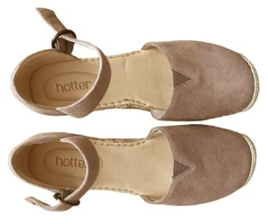 Hotter PACIFIC Espadrille Wedges in Truffle Beige Suede Espadrilles Shoes 7.5 - Picture 1 of 3