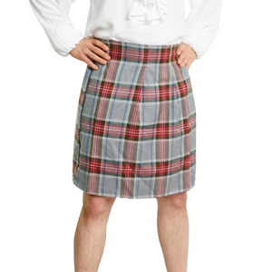 SCOTTISH KILT Grey Plaid COSTUME Adult Men's Standard XXL Plus - Picture 1 of 3