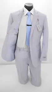 Adolfo Men's Original Blue & White Seersucker  100% Cotton 2B Suit $149.99 - Picture 1 of 2