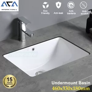 Ceramic Bathroom Sink Vanity Basin Bowl Gloss White Insert Undermount 460x330mm - Picture 1 of 3