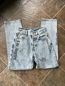 Pacsun Los Angeles Girls/Teen High Rise Straight Distressed Size 22 Button Decal - Picture 1 of 17