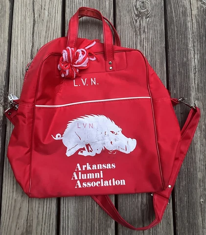 Vintage Arkansas Alumni Razorbacks Zippered Bag Red Hogs Cover