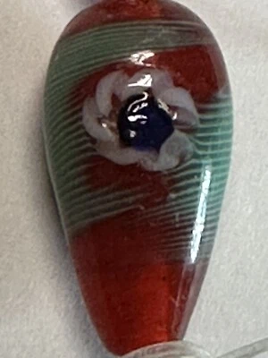 19pc red bluegreen millefiori Handmade  Lampwork drop beads Spacer 16x12mm - Image 1 of 4