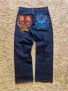 Coogi JNCO tribal Jeans (READ DESC) Embroidered Y2K Jeans Vintage Size 36 x 34 - Picture 1 of 4