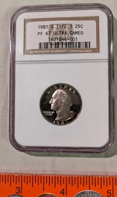 1981S TYPE 1 NGC PROOF 67 ULTRA CAMEO WASHINGTON QUARTER - Image 1 of 2